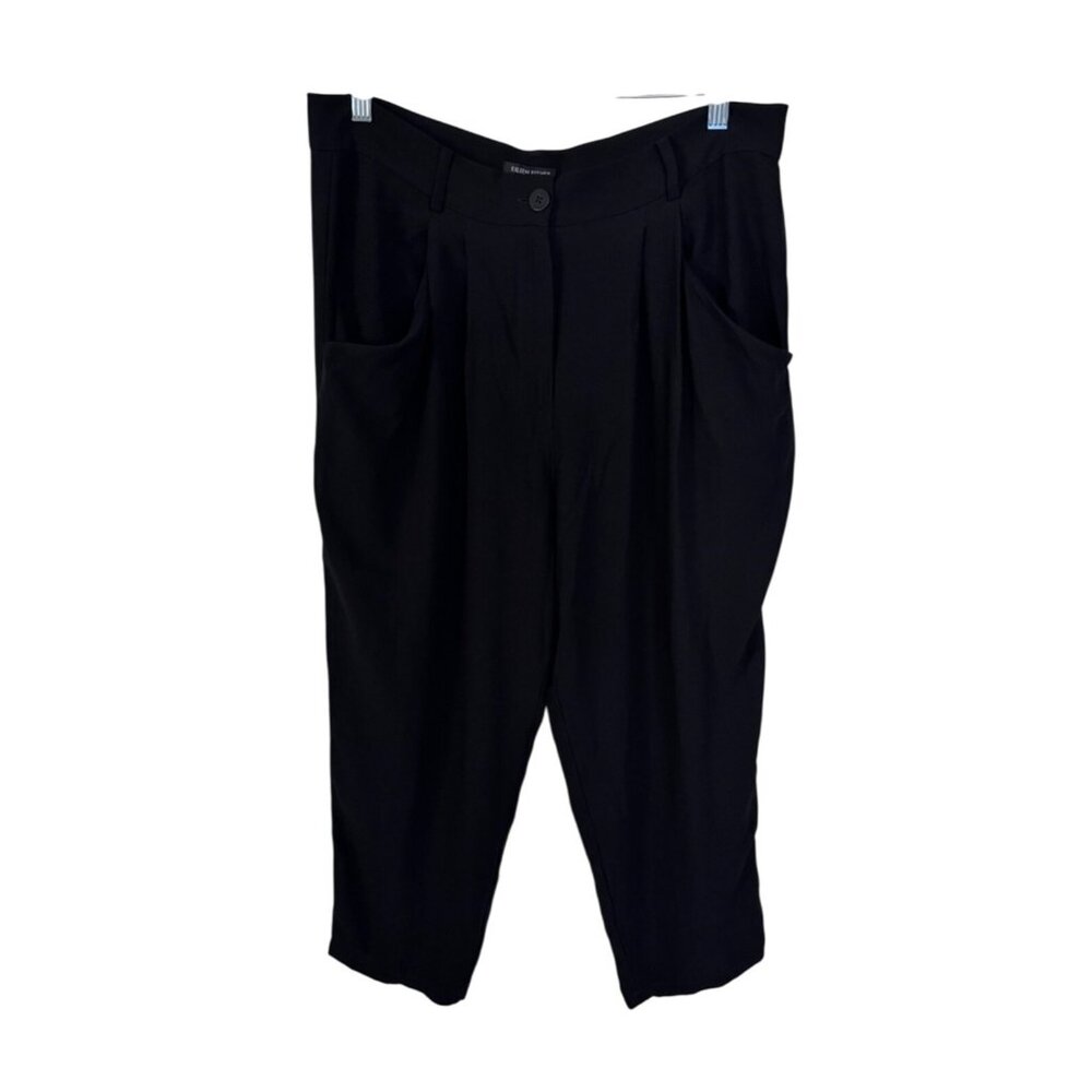 Eileen Fisher silk‎ georgette crepe carrot pant tapered ankle size M minimalist